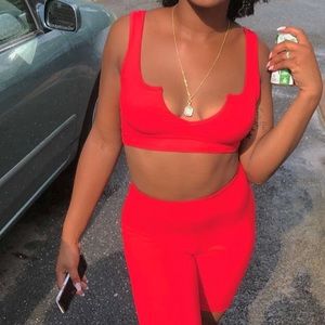 Matching TWO PIECE SET-RED. Worn Once